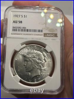 1927-S Peace Silver Dollar S$1 NGC AU58! Better Date! Nice Eye Appeal