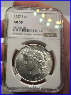 1927-S Peace Silver Dollar S$1 NGC AU58! Better Date! Nice Eye Appeal
