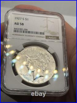 1927-S Peace Silver Dollar S$1 NGC AU58! Better Date! Nice Eye Appeal
