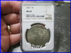 1927 Us Peace Silver Dollar Ngc Ms61 Uncirculated Condition