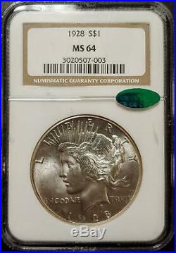 1928 Peace Dollar Ngc Ms 64 Cac Certified #003