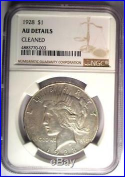 1928 Peace Silver Dollar $1 NGC AU Details Rare 1928-P Key Date Coin
