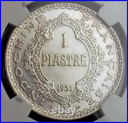 1931, French Indo-China. Silver Piastre (Colonial Trade Dollar) Coin. NGC AU-58