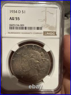 1934-D Peace Silver Dollar, NGC, AU 55, Very Nice. Better Date