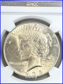 1935 P Peace Silver Dollar NGC MS62 Tougher Date Peace/Toned