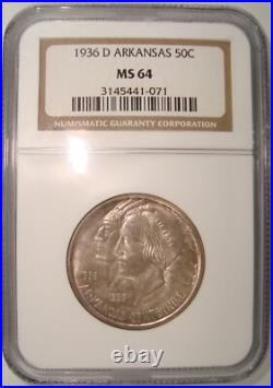 1936-D Arkansas Commemorative Silver Half Dollar NGC MS64