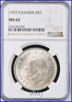 1937 $1 Silver Dollar George-vi Canada Ngc Ms62 Bright Coin Rare R5 High Grades 1937 $1 Silver Dollar George-vi Canada Ngc Ms62 Bright Coin Rare R5 High Grades