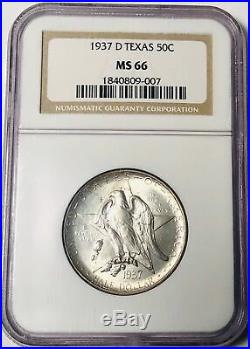 1937-D Texas Commemorative Silver Half Dollar NGC MS 66 Mint State 66