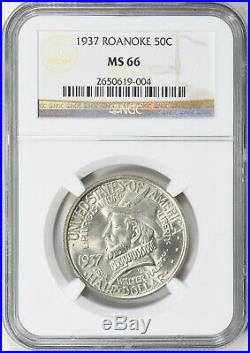 1937 Roanoke Commemorative Silver Half Dollar NGC MS-66 Mint State 66