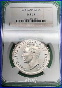 1939 Canada Silver Dollar. NGC MS 63. Pop 182. Only 85 graded higher at NGC