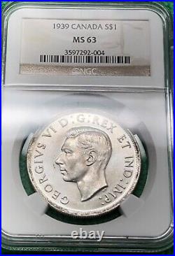 1939 Canada Silver Dollar. NGC MS 63. Pop 182. Only 85 graded higher at NGC