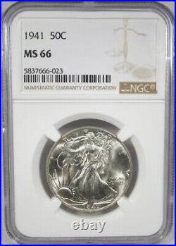 1941-P Silver Walking Liberty Half Dollar NGC MS66 AJ152