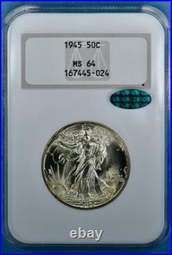 1945 Walking Liberty Half Dollar NGC MS64 withCAC One Heck of a 64