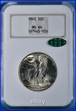 1945 Walking Liberty Half Dollar NGC MS64 withCAC One Heck of a 64