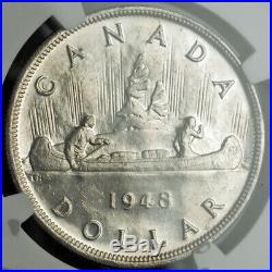 1948, Canada, George VI. Silver Dollar Coin. Key-Date w. Low Mintage! NGC UNC+