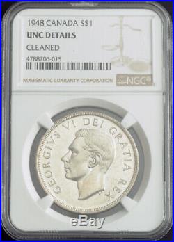 1948, Canada, George VI. Silver Dollar Coin. Key-Date w. Low Mintage! NGC UNC+