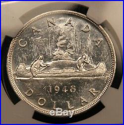 1948 Canada Silver Dollar MS-62 NGC. Scarce Key Date Coin. Blast White