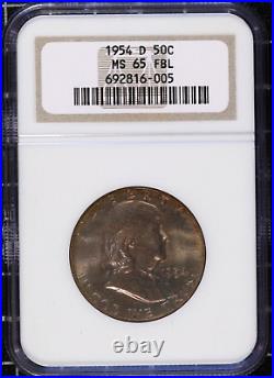 1954 D FBL Franklin Half Dollar NGC Toner Silver Obsolete Old Type Coin Crusty