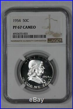 1954 Franklin Half Dollar 50c Ngc Certified Pf67 Uncirculated Proof Cameo (003)
