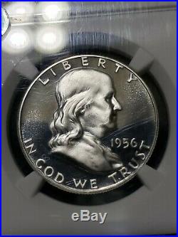 1956 Type 2 Franklin Silver Half Dollar 50c Coin NGC PF-69 Ultra Cameo STUNNER