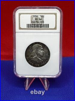 1958 Franklin Silver Half Dollar Super toned in old NGC Holder Graded MS66