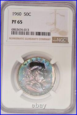 1960 TONED Franklin Half Dollar Proof NGC PF 65 PR65 Toning Coin 50C