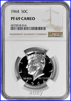 1964 50C Silver Proof Kennedy Half Dollar NGC PF 69 Cameo