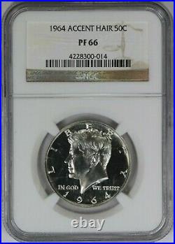 1964 NGC 50C Silver Kennedy Half Dollar Proof PF66 Accent Hair Variety 014