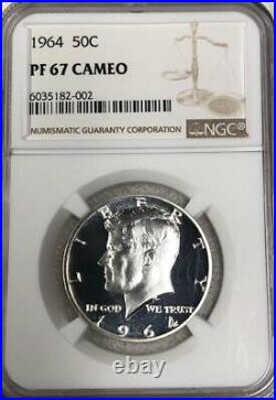1964 NGC PF67 CAMEO Silver JFK Kennedy Half Dollar 50c Gem Choice Cameo Proof