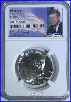 1964 Ngc Pf69 Proof Silver Kennedy Half Dollar Jfk Coin Signature Label 50c
