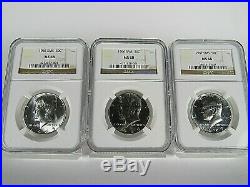 1965,1966,1967 P SMS Kennedy Half Dollars 3-Coin Set NGC Ms 68, Very Nice Coins