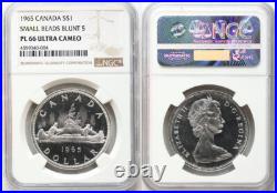 1965 Canada Silver 1 Dollar Small Beads-blunt 5 Ngc Pl66 Ultra Cameo