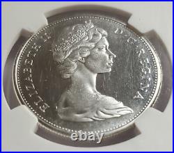 1965 Canada Silver 1 Dollar Small Beads-blunt 5 Ngc Pl66 Ultra Cameo