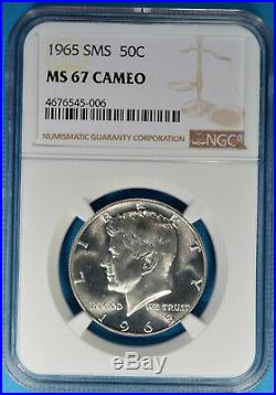 1965 SMS Kennedy Half Dollar NGC MS67 CAMEO- Exceptional Eye Appeal