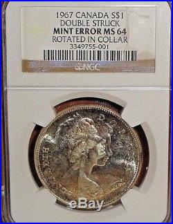1967 Canada Double Struck Goose Silver Dollar Mint Error NGC MS64 GEM