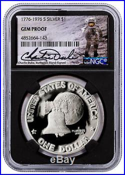 1976 Silver Eisenhower Dollar NGC GEM Proof Black Charlie Duke Signed SKU54678
