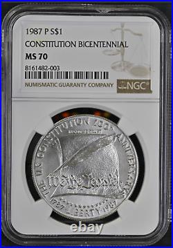 1987-p S$1 Constitution Bicenttennial Commem Silver Dollar Ngc Ms70 R3 Top Pop 1987-p S$1 Constitution Bicenttennial Commem Silver Dollar Ngc Ms70 R3 Top Pop
