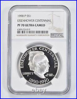 1990 P Eisenhower Ike Commemorative Proof Silver Dollar NGC PF70 UCAM