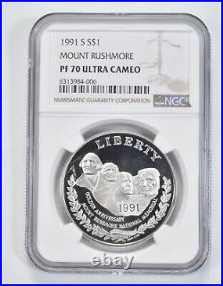 1991 S Mount Rushmore Commemorative Proof Silver Dollar NGC PF70 UCAM