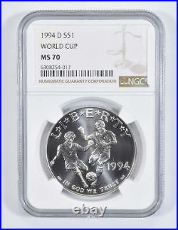 1994 D World Cup Soccer Commemorative Silver Dollar NGC MS70