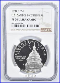 1994-S PF70 US Capitol Bicentennial Commemorative Silver Dollar NGC