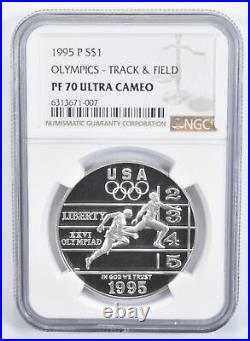 1995-P PF70 Olympics Track & Field Commemorative Silver Dollar NGC