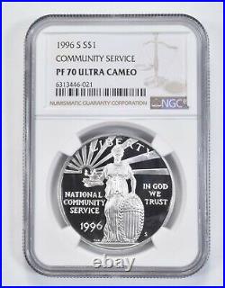 1996 S Community Service Commemorative Proof Silver Dollar NGC PF70 UCAM