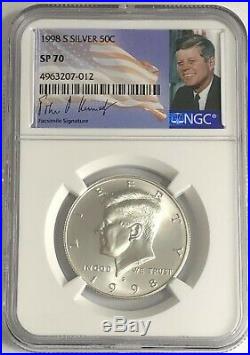 1998 S Ngc Sp70 Silver Kennedy Matte Finish Half Dollar Jfk Coin Signature 50c