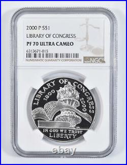 2000 P Library of Congress Commemorative Proof Silver Dollar NGC PF70