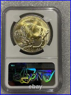 2001 D American Buffalo PROOF Silver Dollar NGC MS 70 NO SPOTS Golden Tones