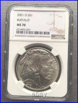 2001 D Búfalo Silver 1 Dollar NGC MS 70