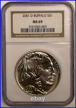 2001-D US S$1 Buffalo Commemorative Silver Dollar NGC MS69