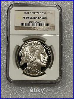 2001-P American Buffalo PROOF Silver Dollar NGC PF 70 UCAM NO SPOTS