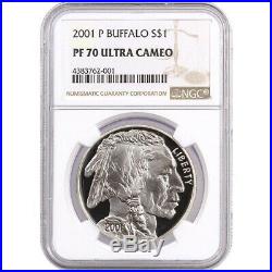 2001-P NGC PF70 Proof Buffalo Commemorative Silver One Dollar Coin